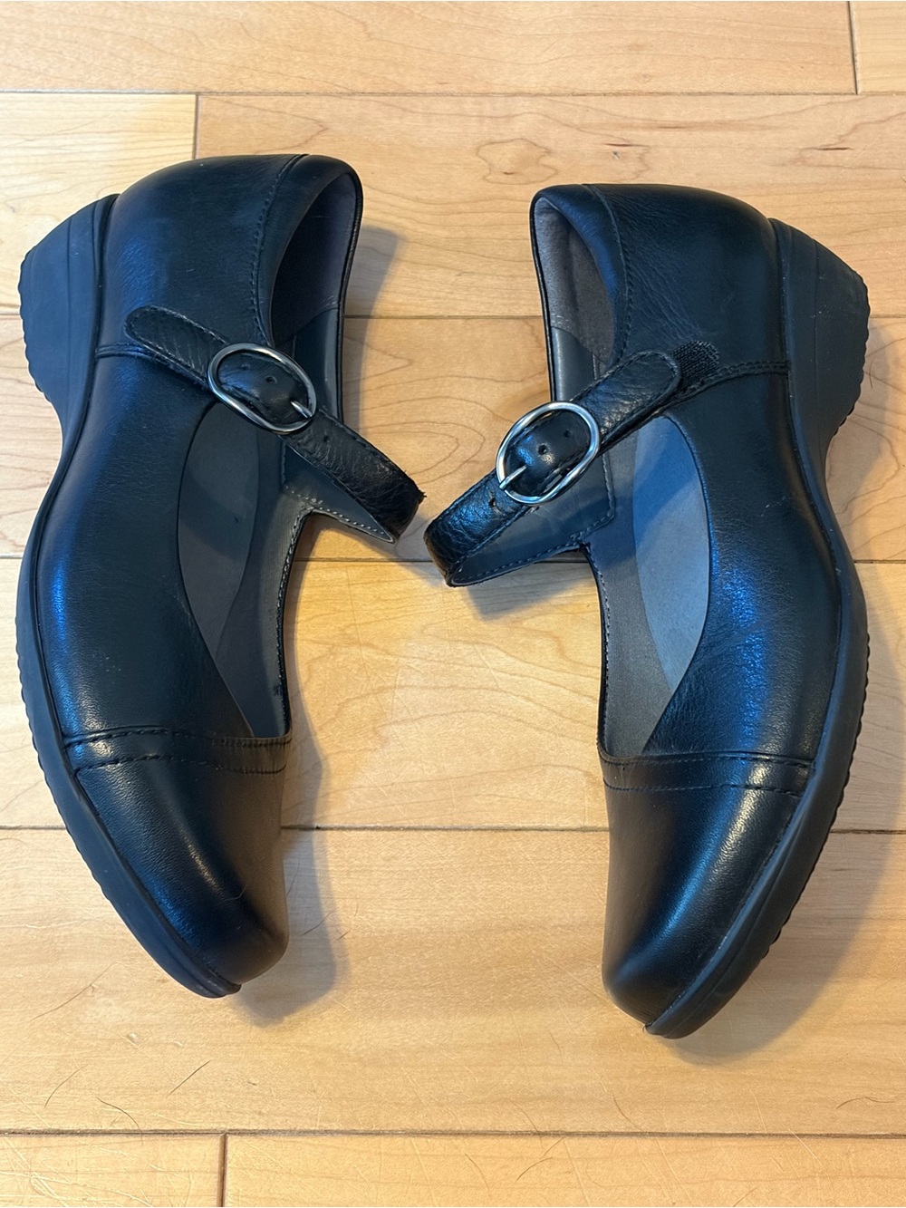 Dansko Fawna Black Leather Mary Jane Comfort Clogs size 36 - Picture 3 of 9
